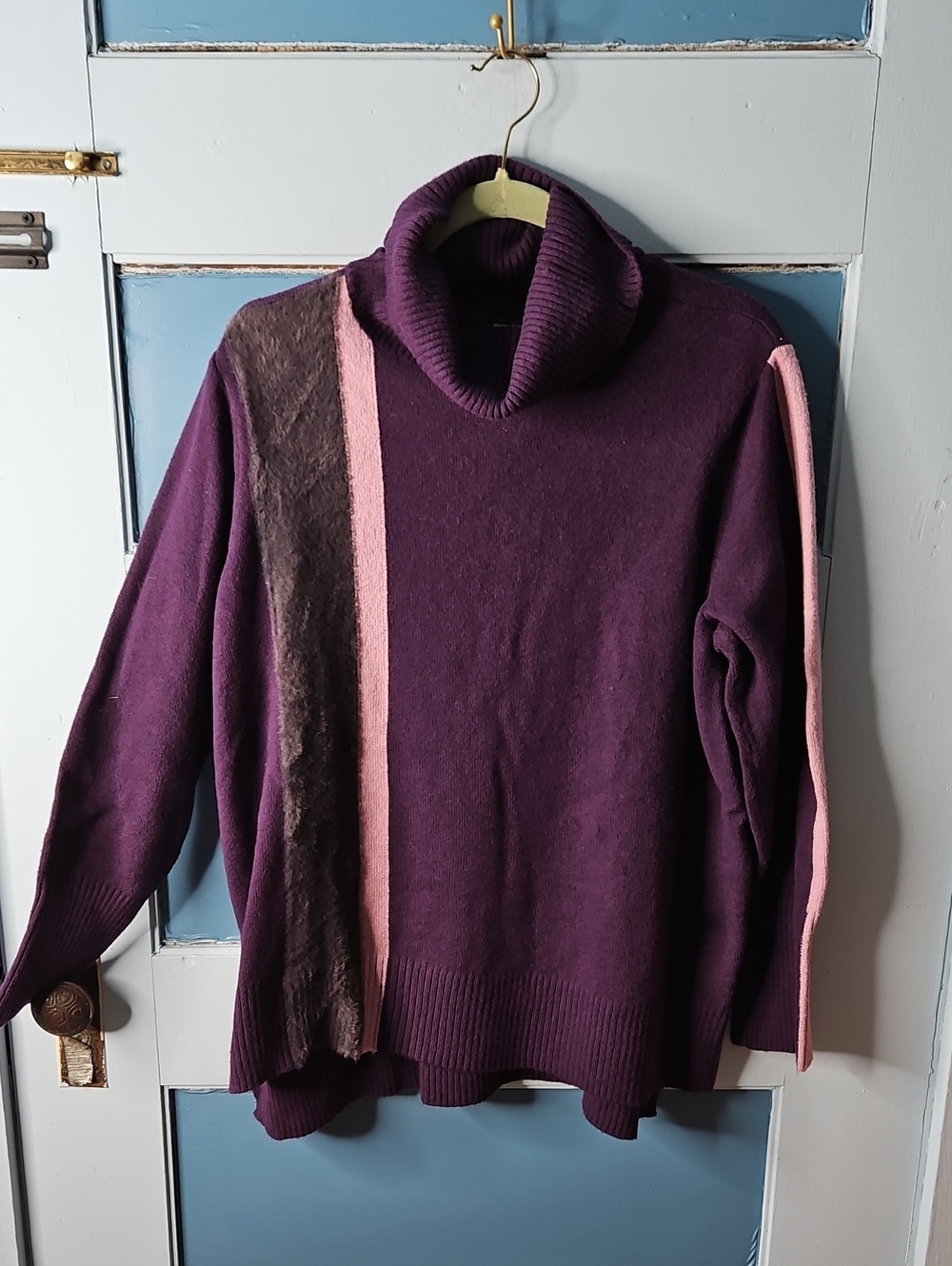 Simply Vera Vera Wang Purple Turtleneck Colorblock Women's Sweater XL